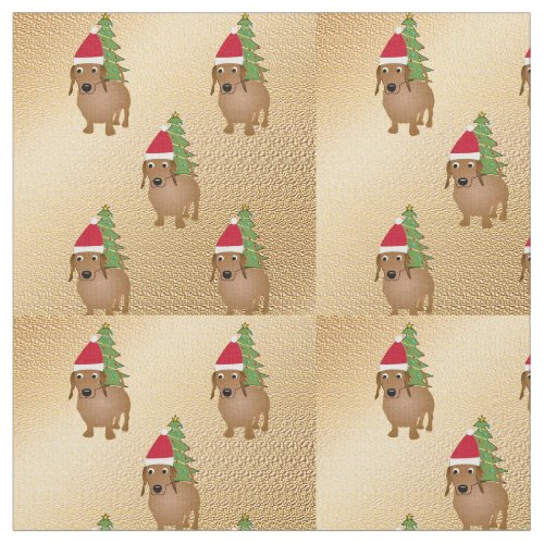 Santa Cartoon Dachshund 2 Fabric