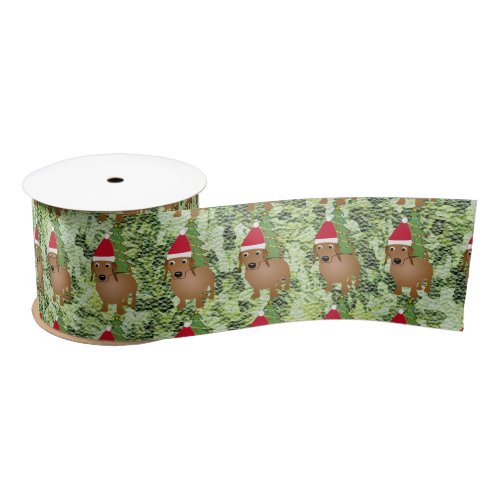 Santa Cartoon Dachshund 2 Satin Ribbon