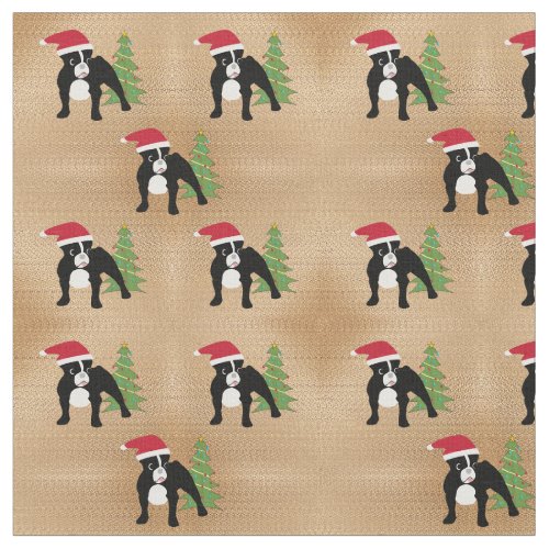 Santa Cartoon French Bulldog Fabric
