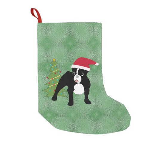 Santa Cartoon French Bulldog Small Christmas Stocking