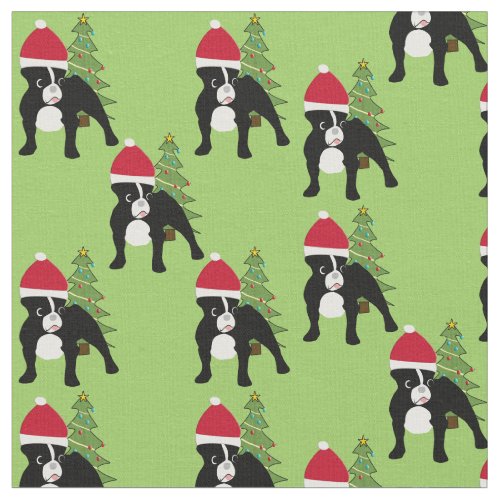 Santa Cartoon French Bulldog v2 Fabric