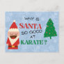 Santa Cartoon funny kids Christmas joke red blue Holiday Postcard