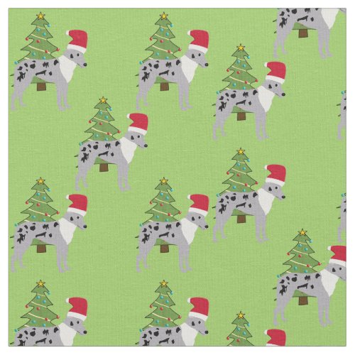 Santa Cartoon Merle Smooth Collie v2 Fabric