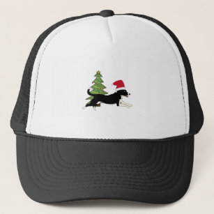 Santa Cartoon  Running Dog Trucker Hat