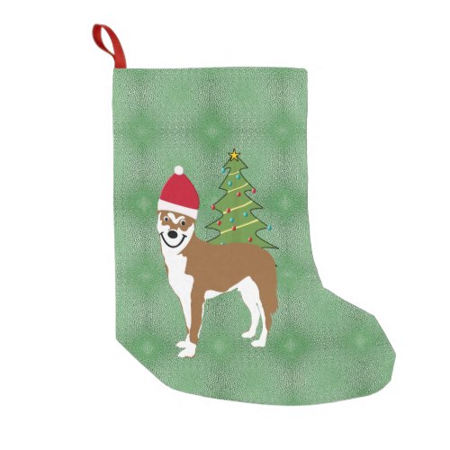 Santa Cartoon Shiba Small Christmas Stocking