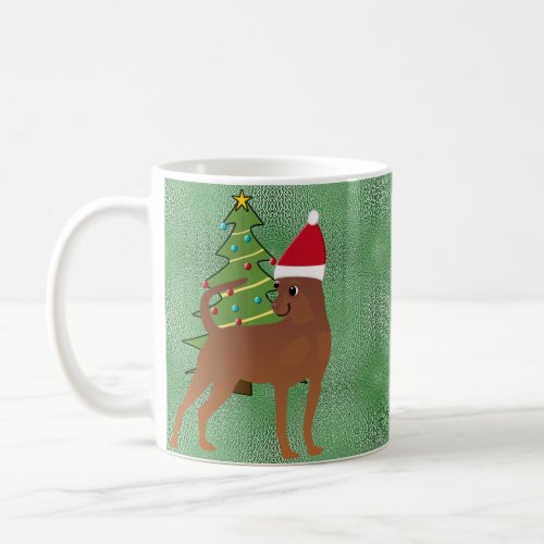 Santa Cartoon Stag Red Miniature Pinscher Coffee Mug
