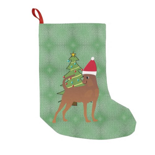 Santa Cartoon Stag Red Miniature Pinscher Small Christmas Stocking