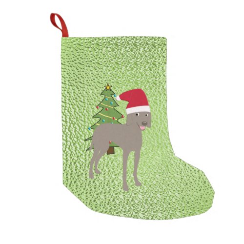 Santa Cartoon Weimaraner v3 Small Christmas Stocking