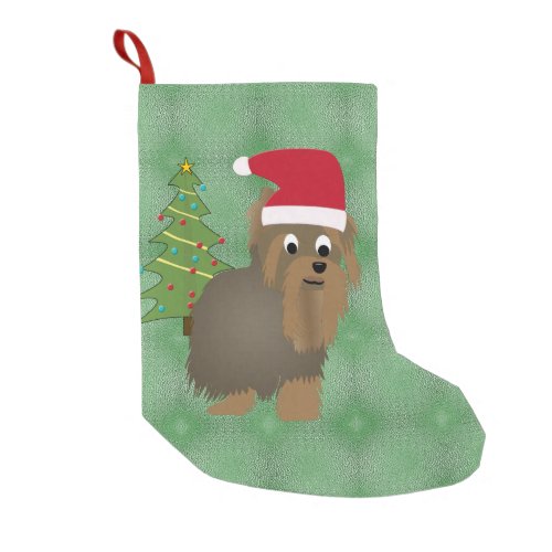 Santa Cartoon Yorkshire Terrier v2 Small Christmas Stocking