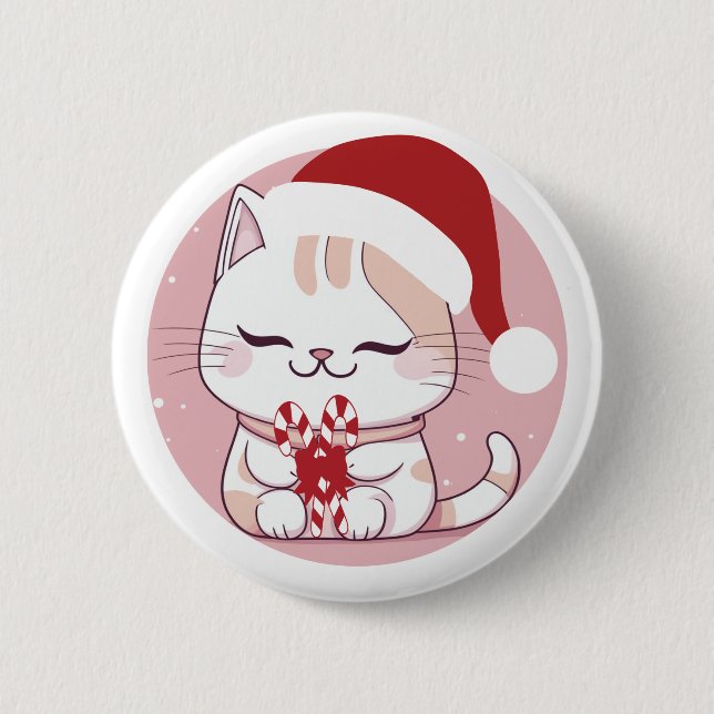Santa Cat #2 Button (Front)