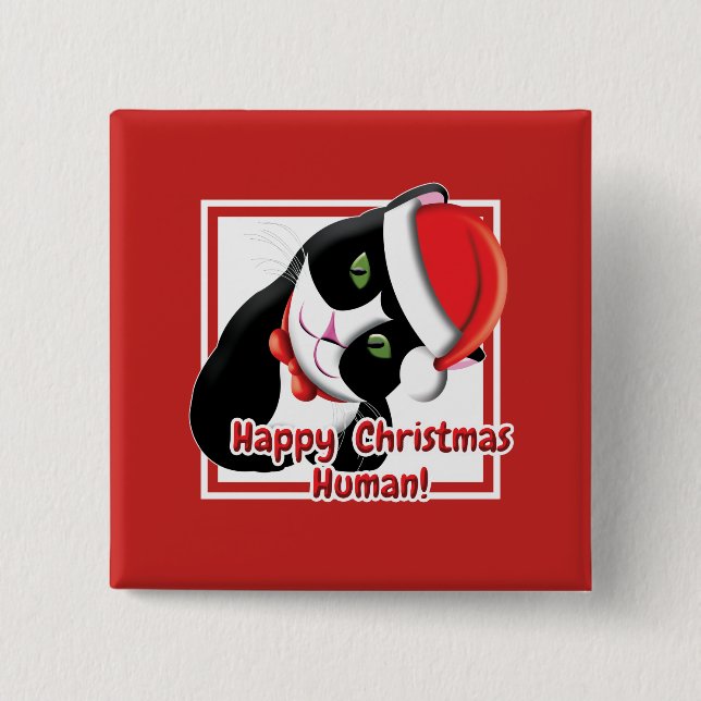 Santa Cat Button (Front)