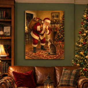 Santa & Cat Christmas Gallery Wrap 16x20