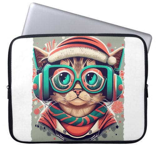 Santa Cat Christmas Gamer T_Shirt Get Your Festiv Laptop Sleeve