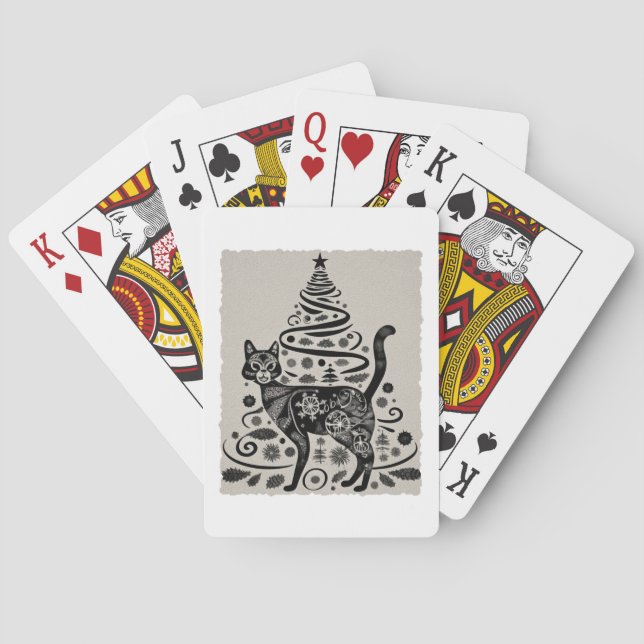 Santa Cat Christmas Gamer T-Shirt: Get Your Festiv Poker Cards (Back)