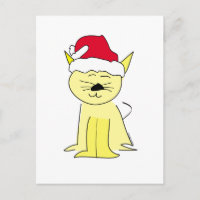 Santa Cat Christmas Holiday Postcard