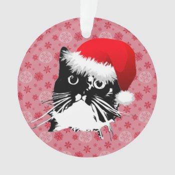 Santa Cat Christmas Ornament by WeAreBlackCatClub at Zazzle