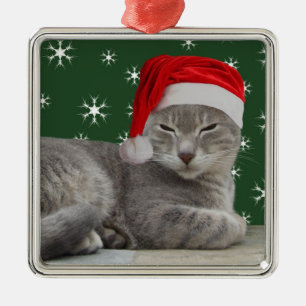 Santa Cat Christmas Ornament