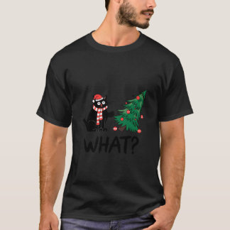 Santa Cat Christmas Tree Funny Cat Xmas T-Shirt