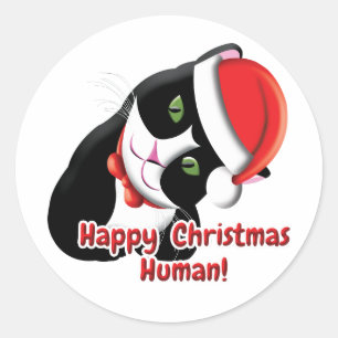 Santa Cat Classic Round Sticker