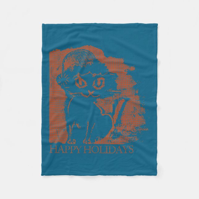 Santa Cat  Fleece Blanket (Front)
