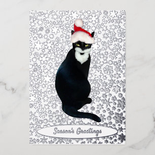 Santa Cat Foil Holiday Card