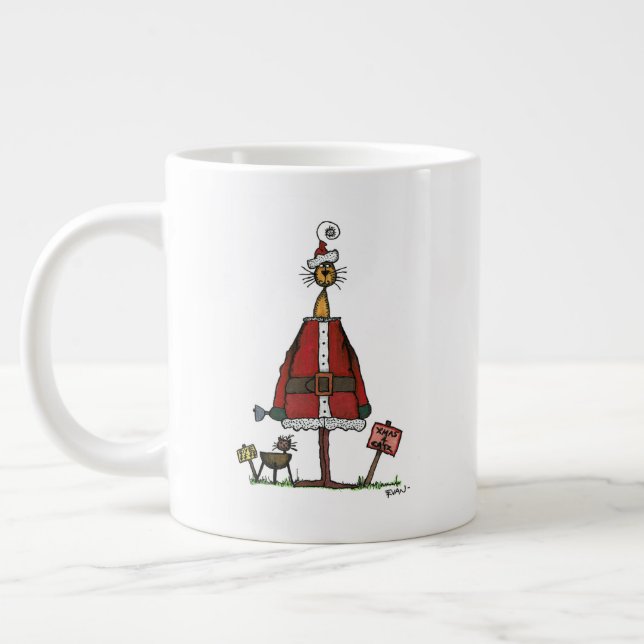 Santa Cat Giant Coffee Mug (Left)