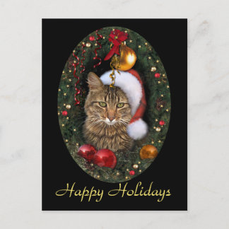Santa Cat Holiday Postcard