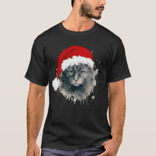 Santa Cat In Christmas Hat T-Shirt