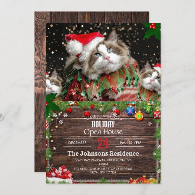 Santa Cat          Invitation (Front/Back)