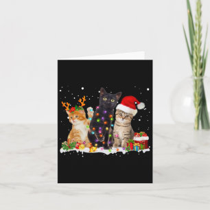 Santa Cat Light Gorgeous Reindeer Pajama Christmas Card