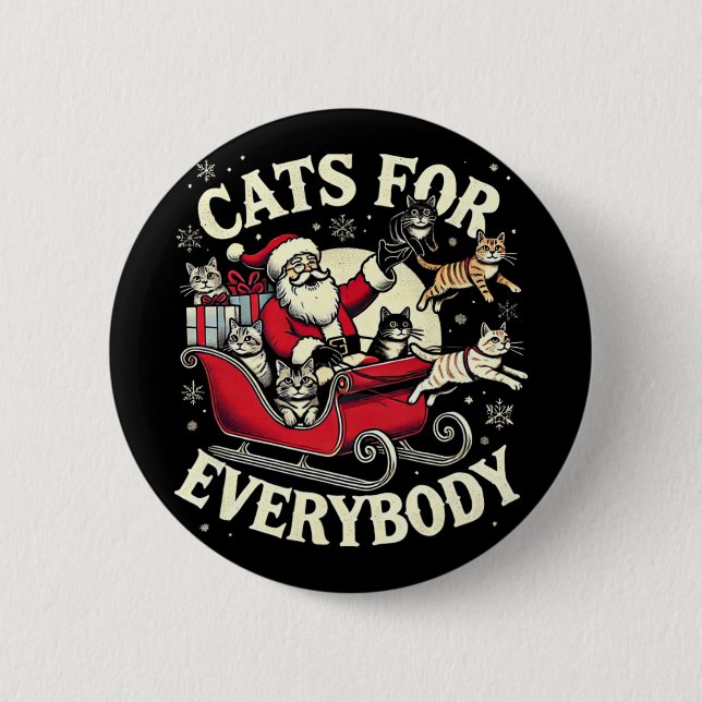 Santa Cat Lover Christmas Cats  Button (Front)