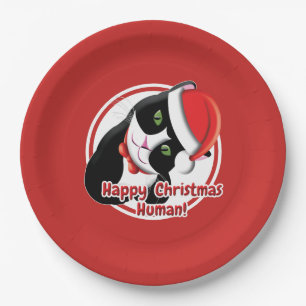 Santa Cat Paper Plates