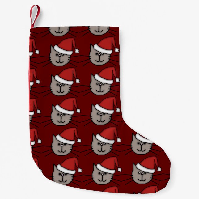 Santa Cat Small Christmas Stocking (Front)
