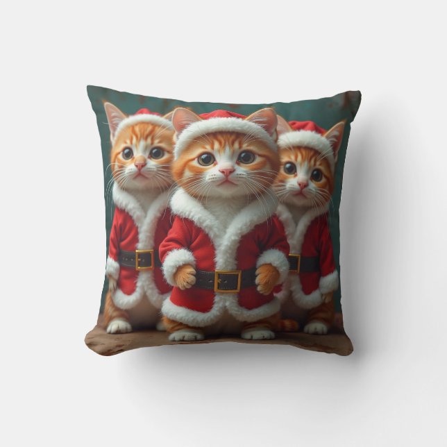 santa cat throw pillow (Front)