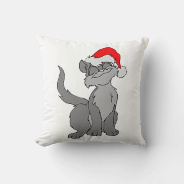 SANTA CAT THROW PILLOW (Front)