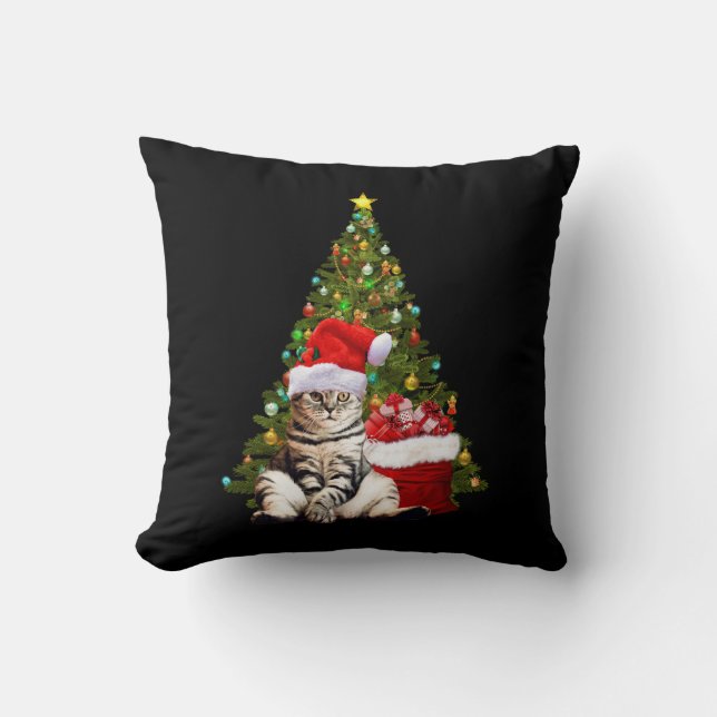 Santa Cat Throw Pillow (Front)