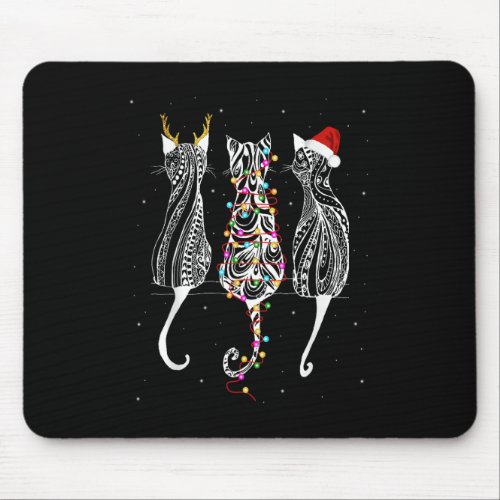 Santa Cat Turn back In Christmas Light lover cat x Mouse Pad