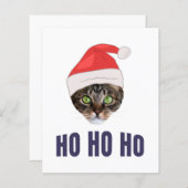 Santa Cat with Santa hat, Ho Ho ho Invitation (Front/Back)