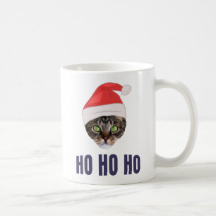 Santa Cat with Santa hat, Ho Ho ho Invitation Coffee Mug