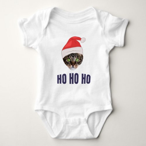 Santa Cat with Santa hat Ho Ho ho Invitation Squa Baby Bodysuit