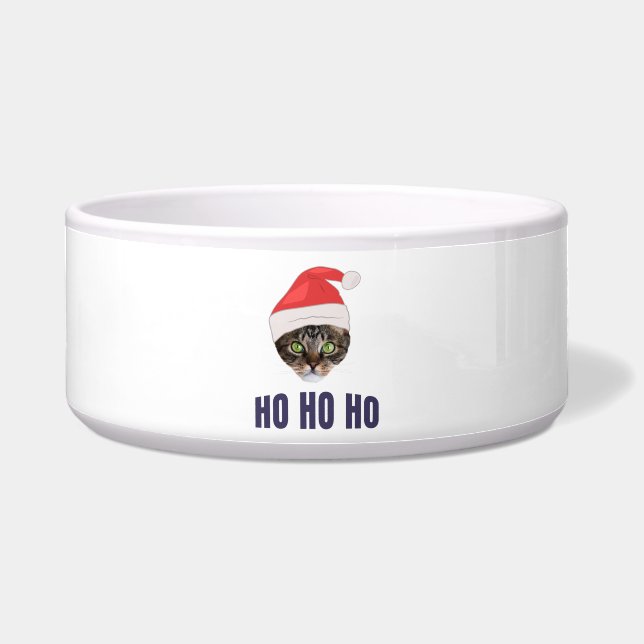 Santa Cat with Santa hat, Ho Ho ho Invitation Squa Bowl (Front)
