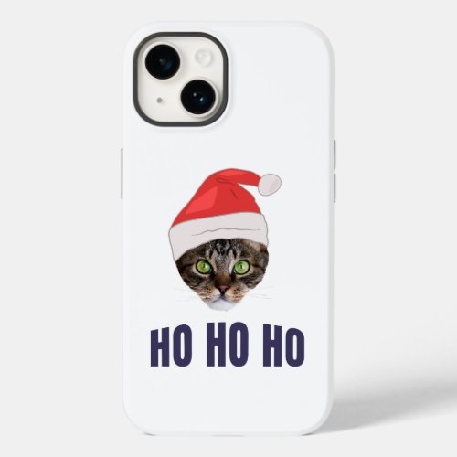 Santa Cat with Santa hat Ho Ho ho Invitation Squa Case_Mate iPhone 14 Case
