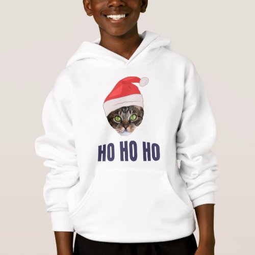 Santa Cat with Santa hat Ho Ho ho Invitation Squa Hoodie