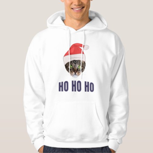 Santa Cat with Santa hat Ho Ho ho Invitation Squa Hoodie