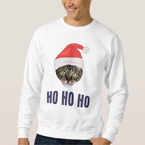 Santa Cat with Santa hat Ho Ho ho Invitation Squa Sweatshirt