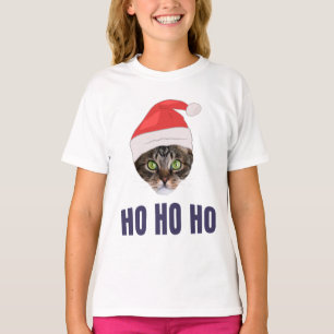 Santa Cat with Santa hat, Ho Ho ho Invitation Squa T-Shirt