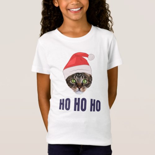 Santa Cat with Santa hat Ho Ho ho Invitation Squa T_Shirt