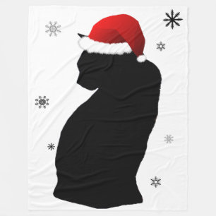 Santa Cat with Snow Fleece Blanket