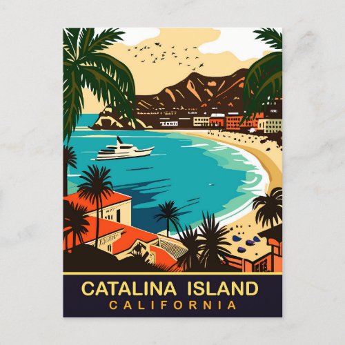 Santa Catalina Beach CA Travel Postcard