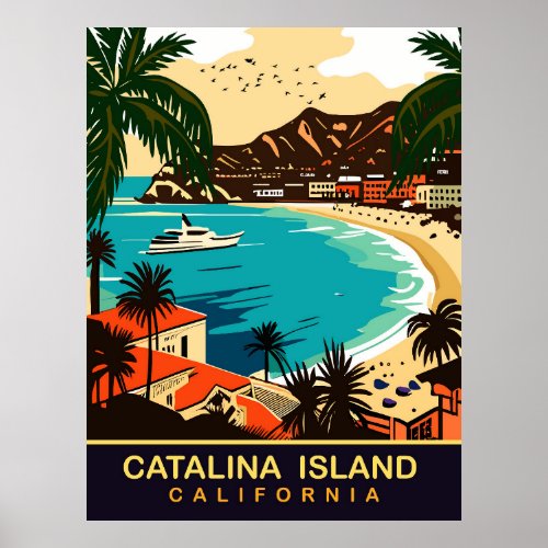 Santa Catalina Beach CA Travel Poster